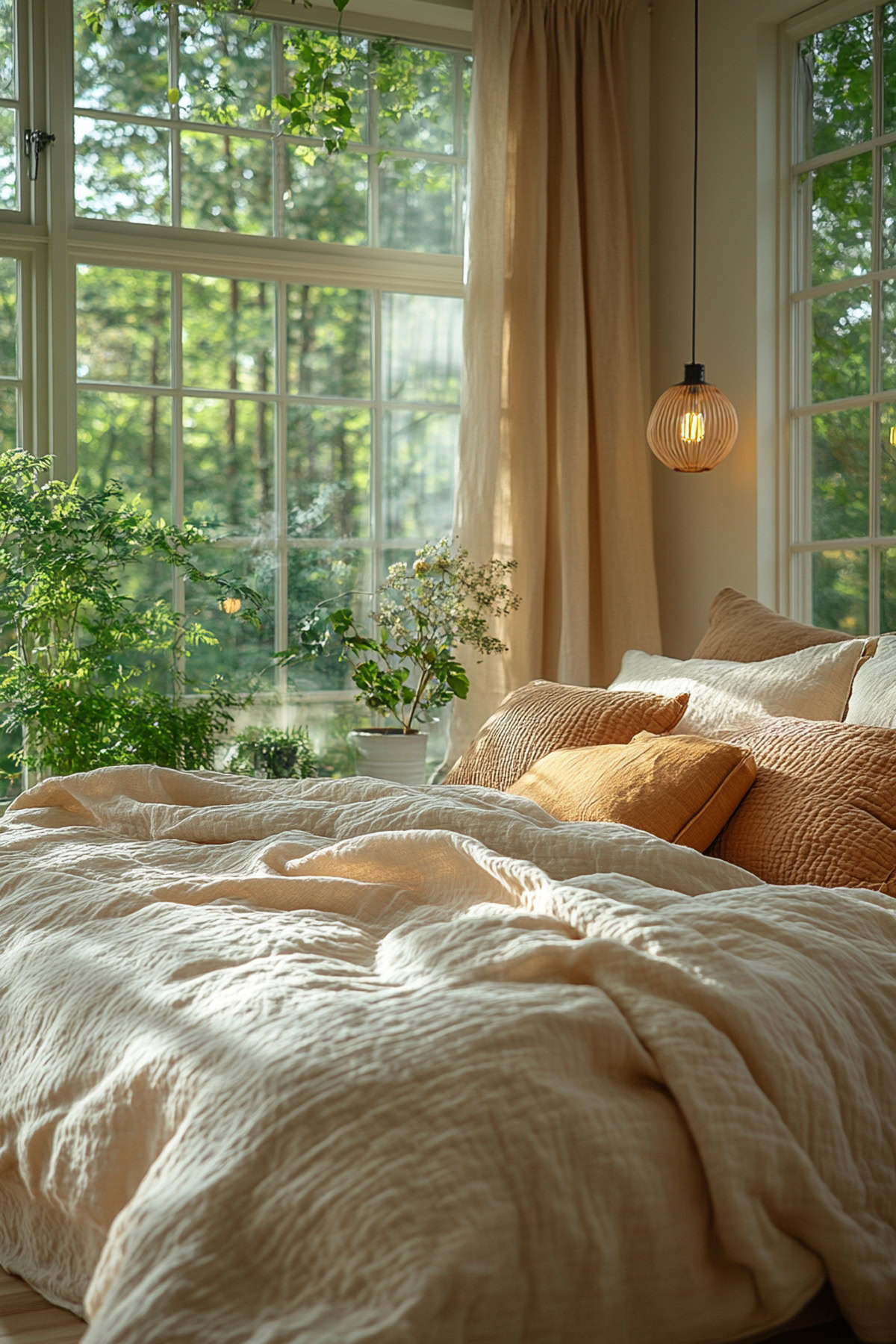 Beige Aesthetic Apartment - Dreamy Linen Drapes 02