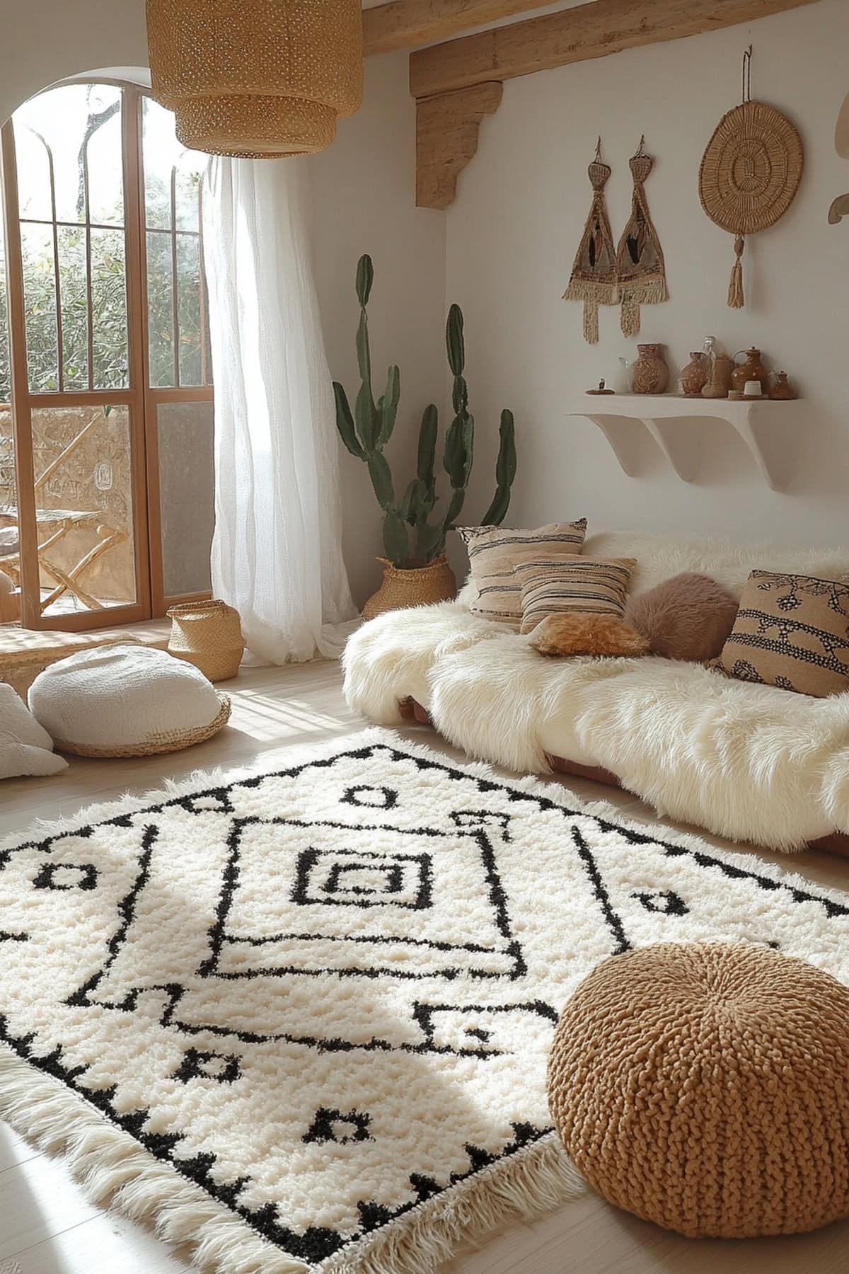 Beige Aesthetic Apartment - Luxurious Plush Rugs 01