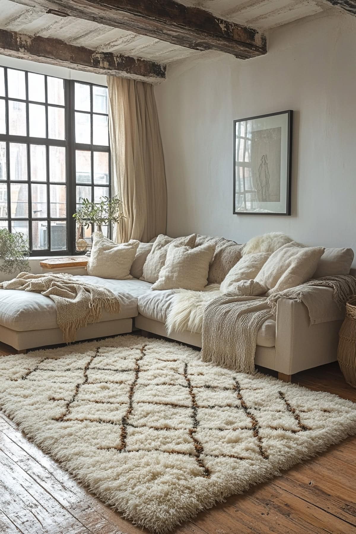 Beige Aesthetic Apartment - Luxurious Plush Rugs 02