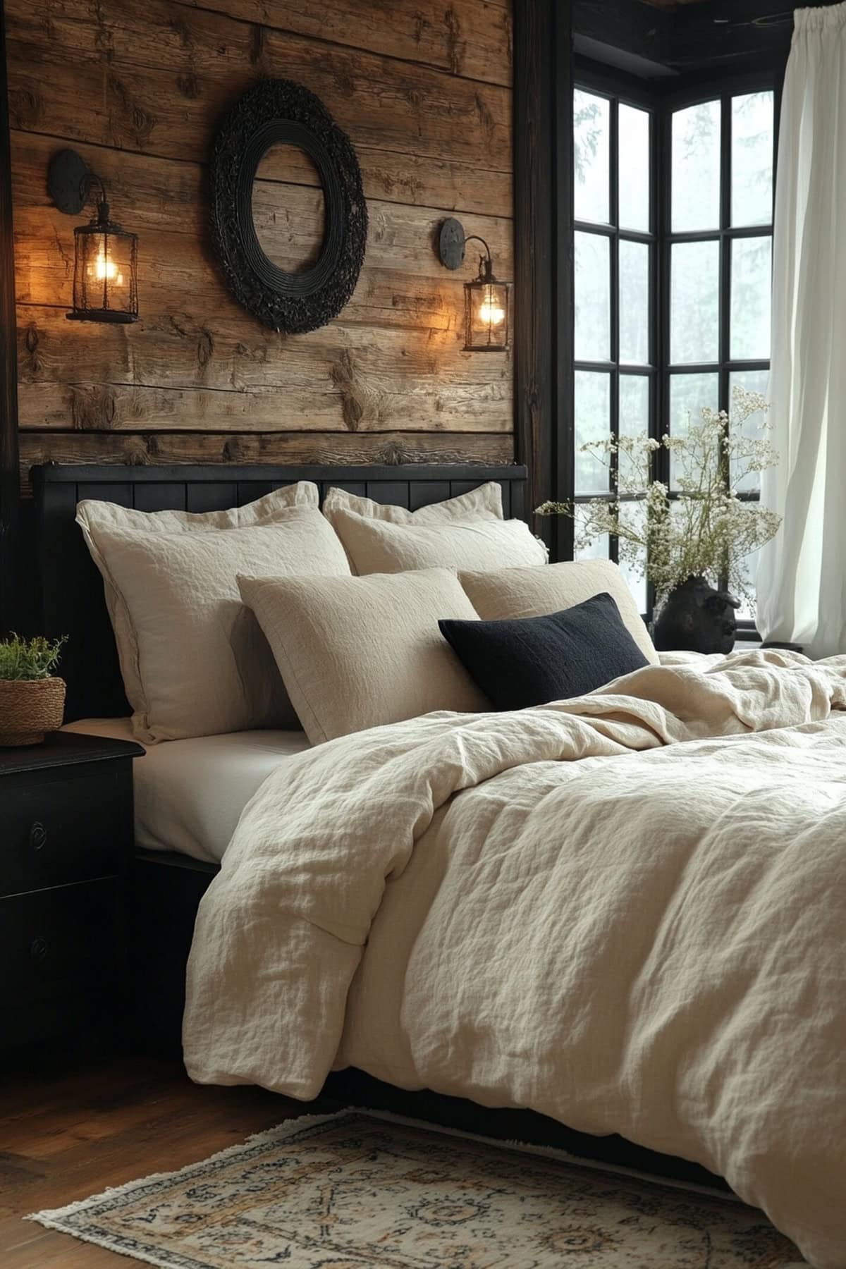 Black and Beige Apartment – Cozy Rustic Bedroom 02