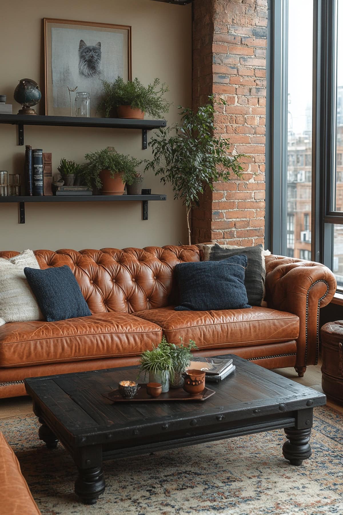 Black and Beige Apartment – Industrial Living Room 2