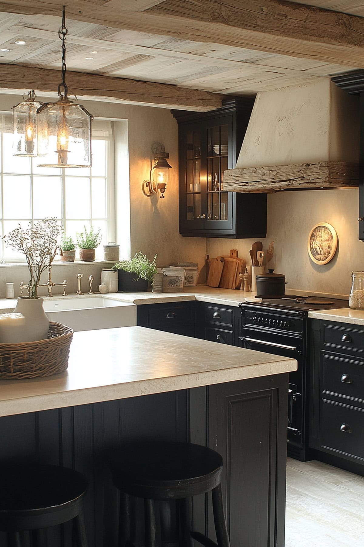 Black and Beige Apartment – Rustic Kitchen 01