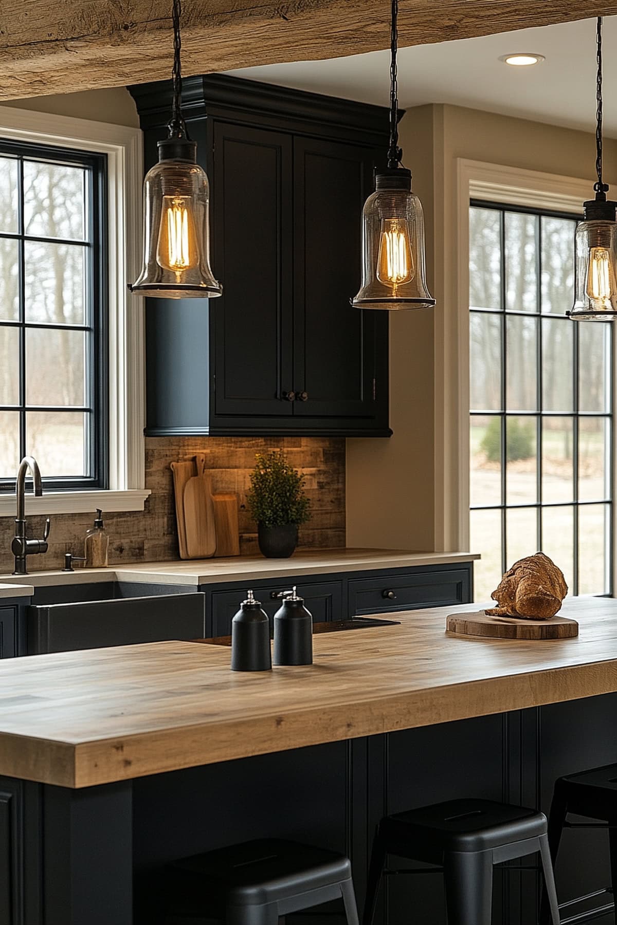 Black and Beige Apartment – Rustic Kitchen 02