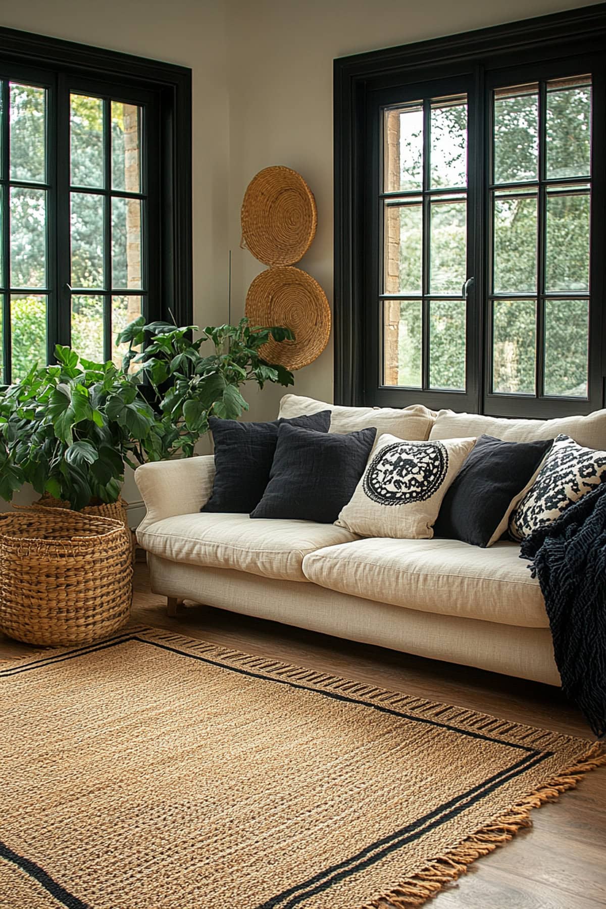 Bohemian Black and Beige Living Room 01