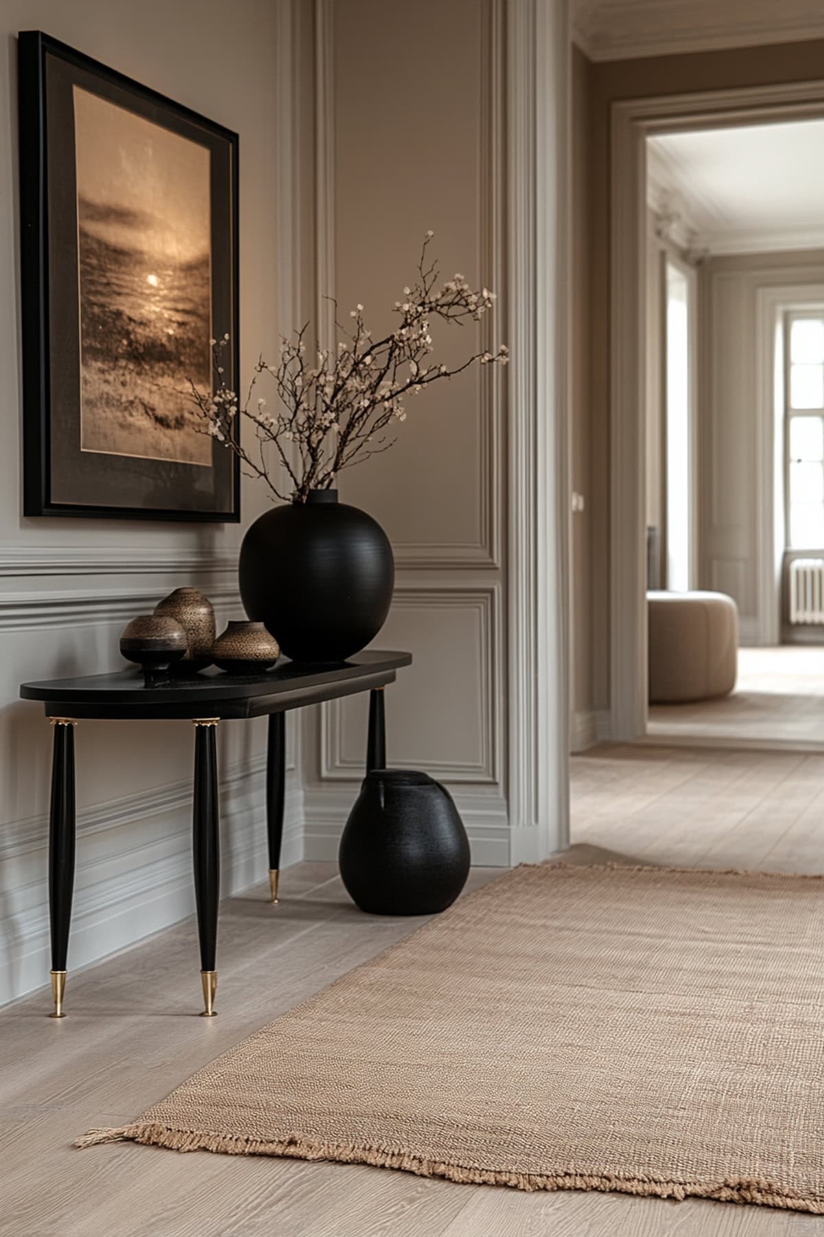 Classic Black and Beige Apartment Hallway 02