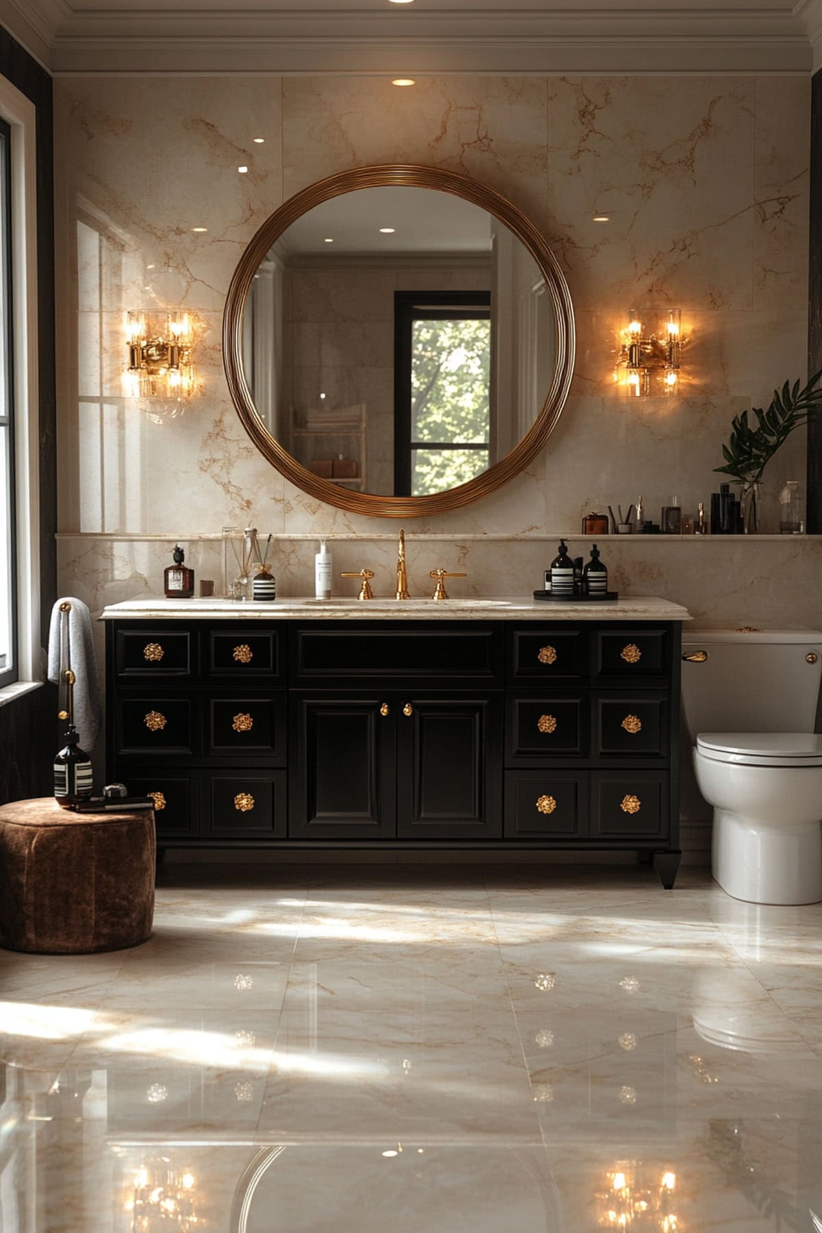 Glamorous Black and Beige Bathroom 02