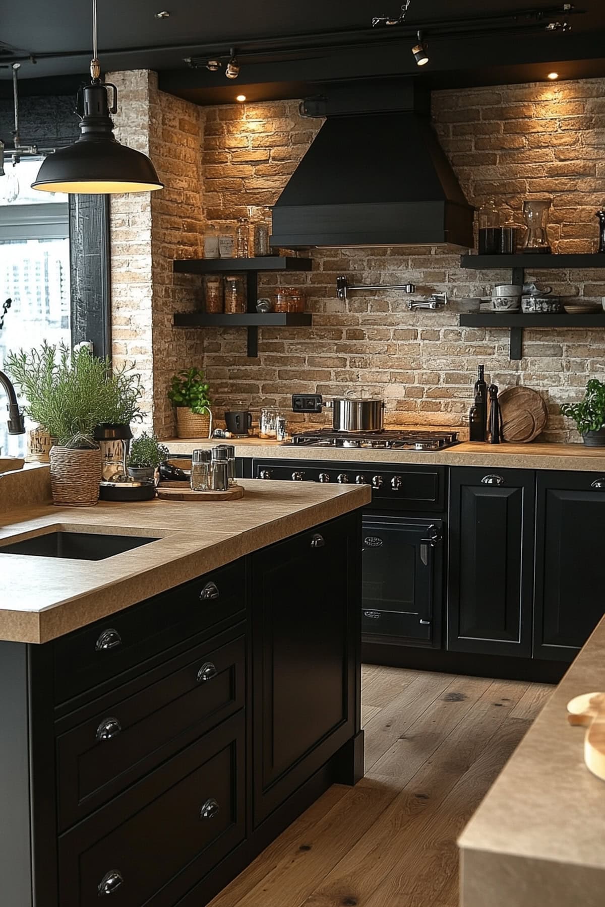 Industrial Black and Beige Kitchen 02