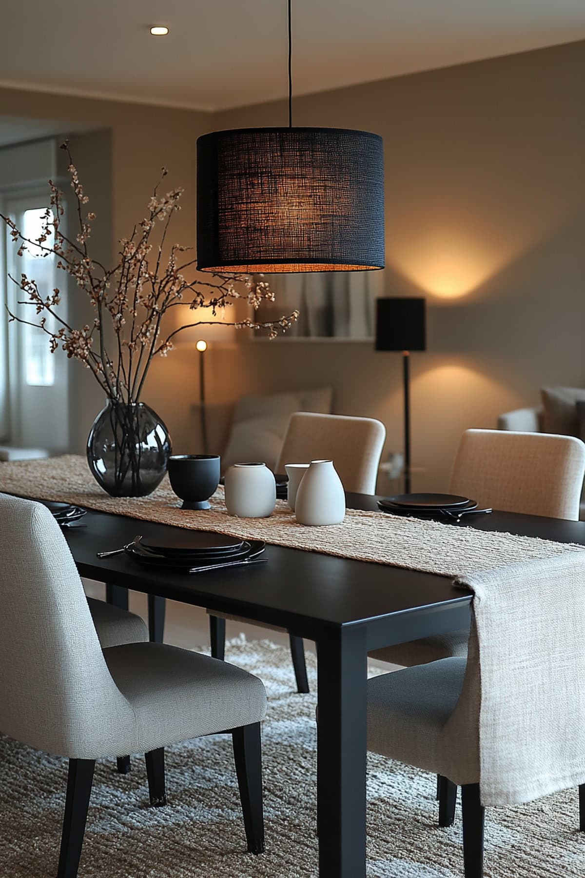 Minimalist Black and Beige Dining Room 01