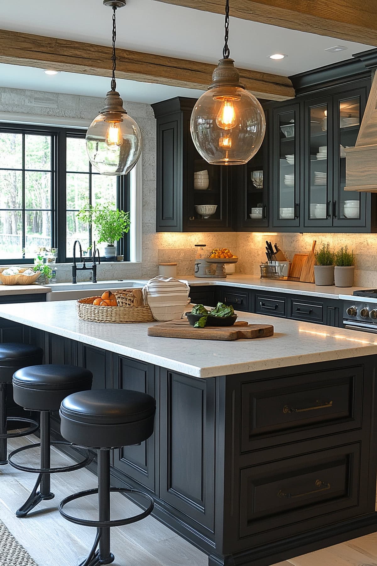 Modern Farmhouse Black and Beige Kitchen 01