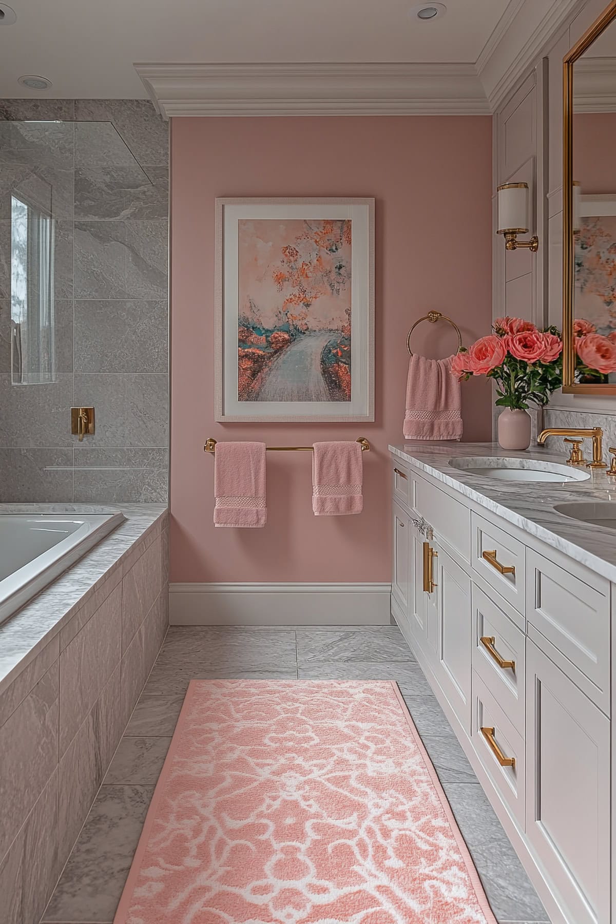 Art Deco Pink and Grey Bathroom - 01