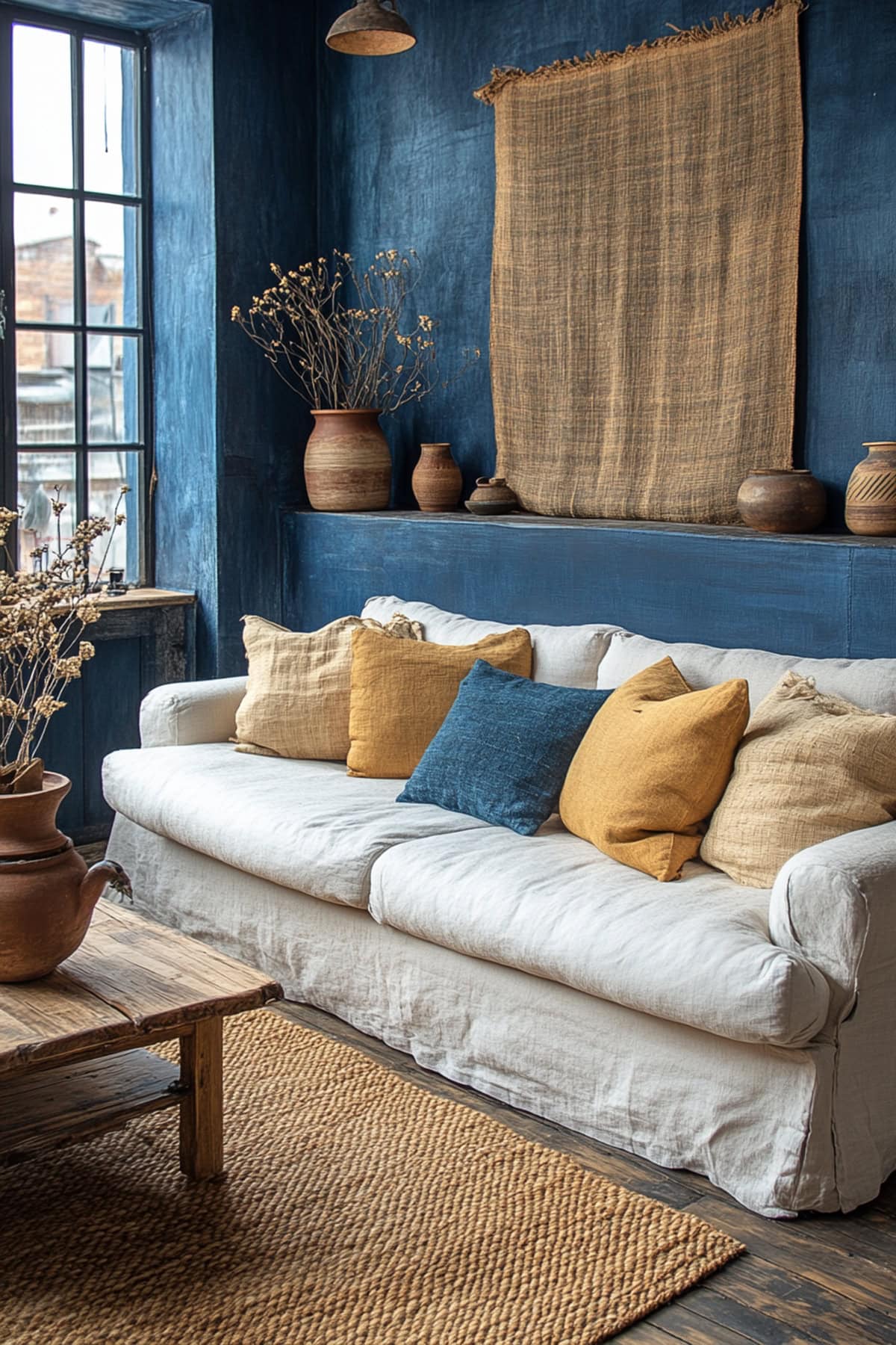 Artisanal Dark Blue Living Room 01