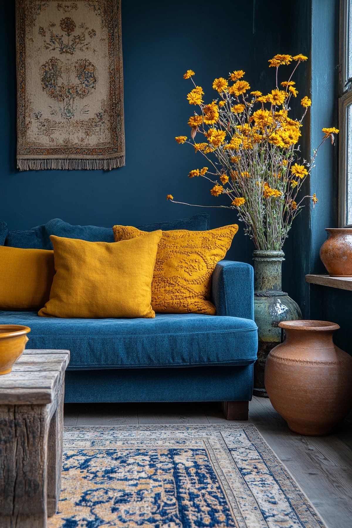 Artisanal Dark Blue Living Room 02