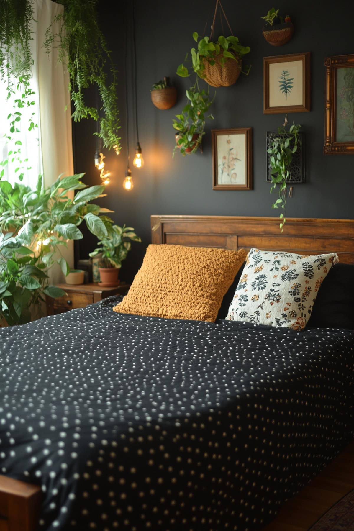 Bohemian Black Decor Bedroom - 01