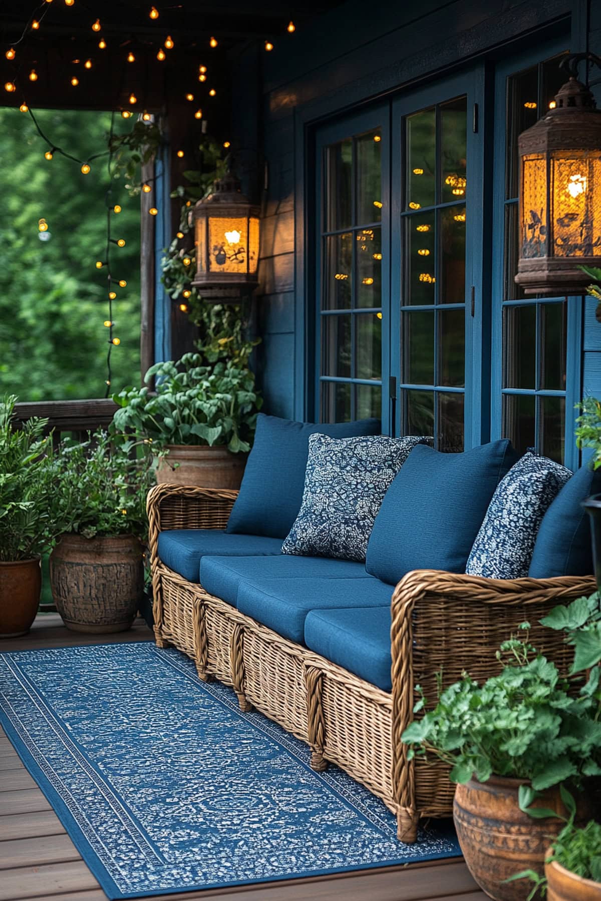 Bohemian Dark Blue Balcony Retreat 02