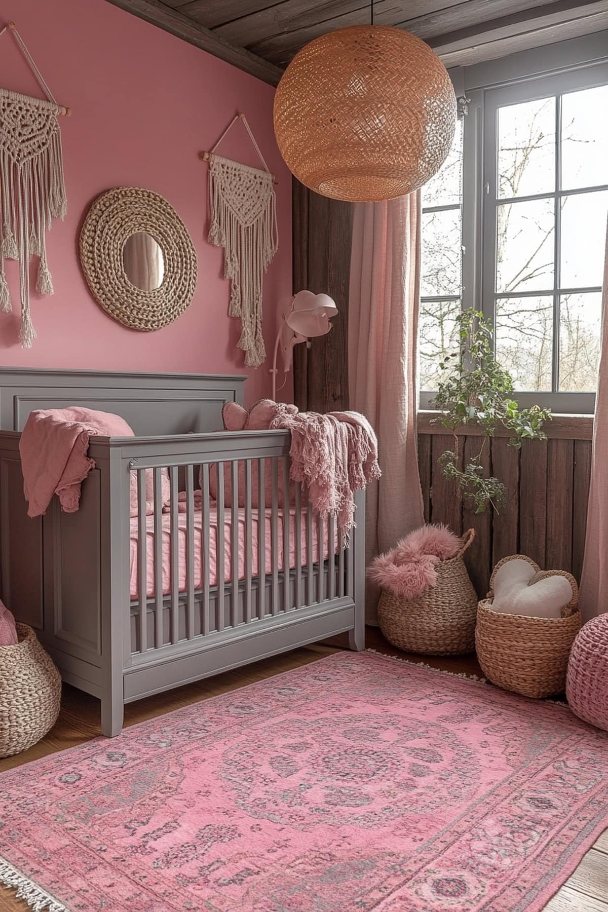 Bohemian Pink and Grey Nursery - 01