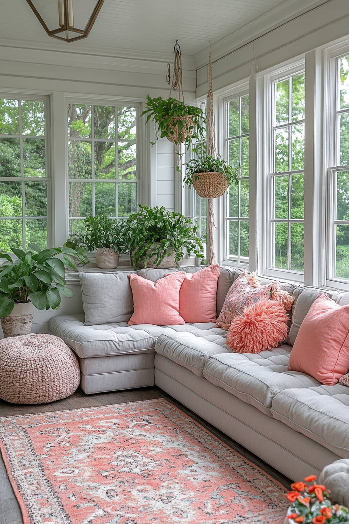 Bohemian Pink and Grey Sunroom - 02