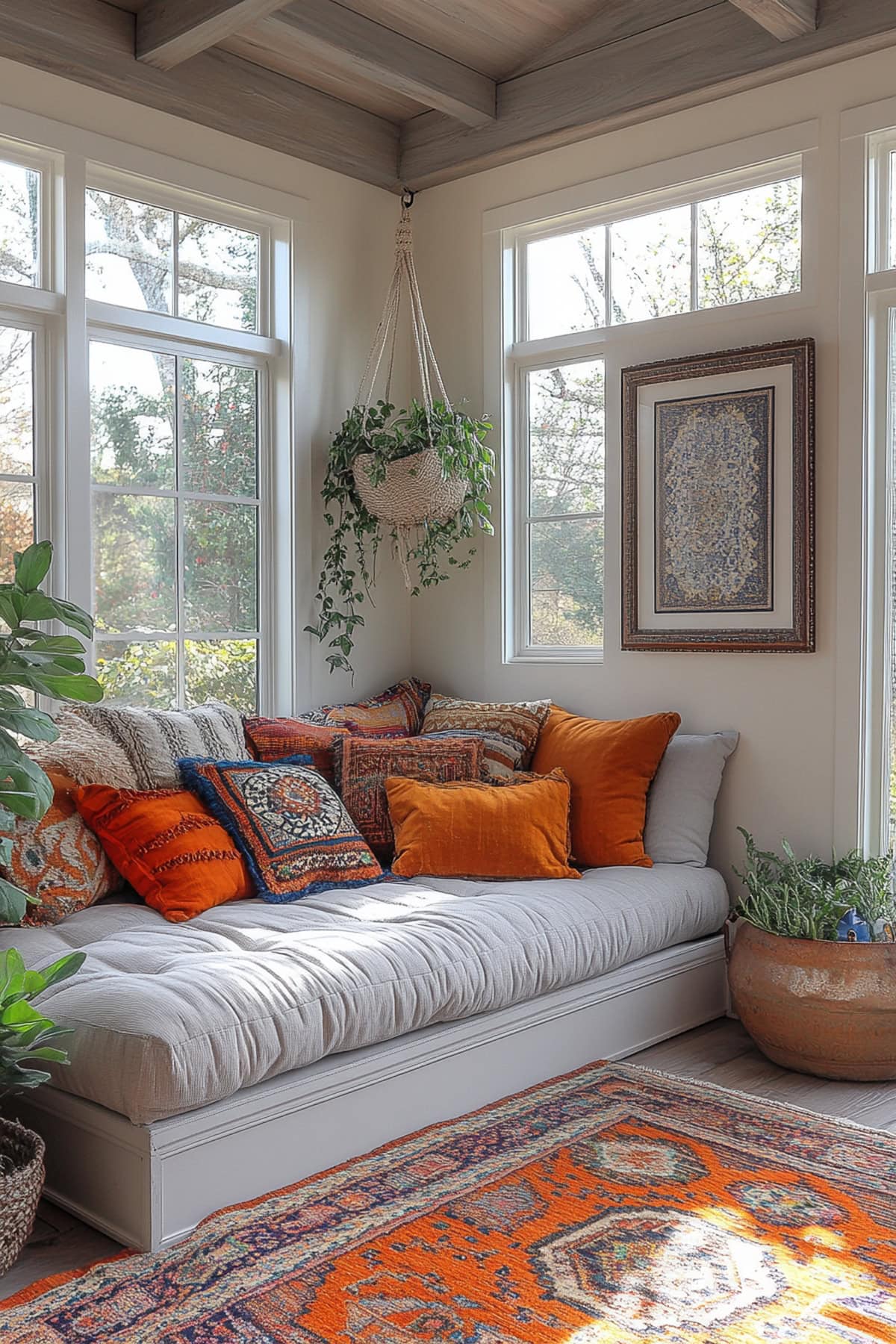 Bohemian White and Grey Apartment Sunroom - 02