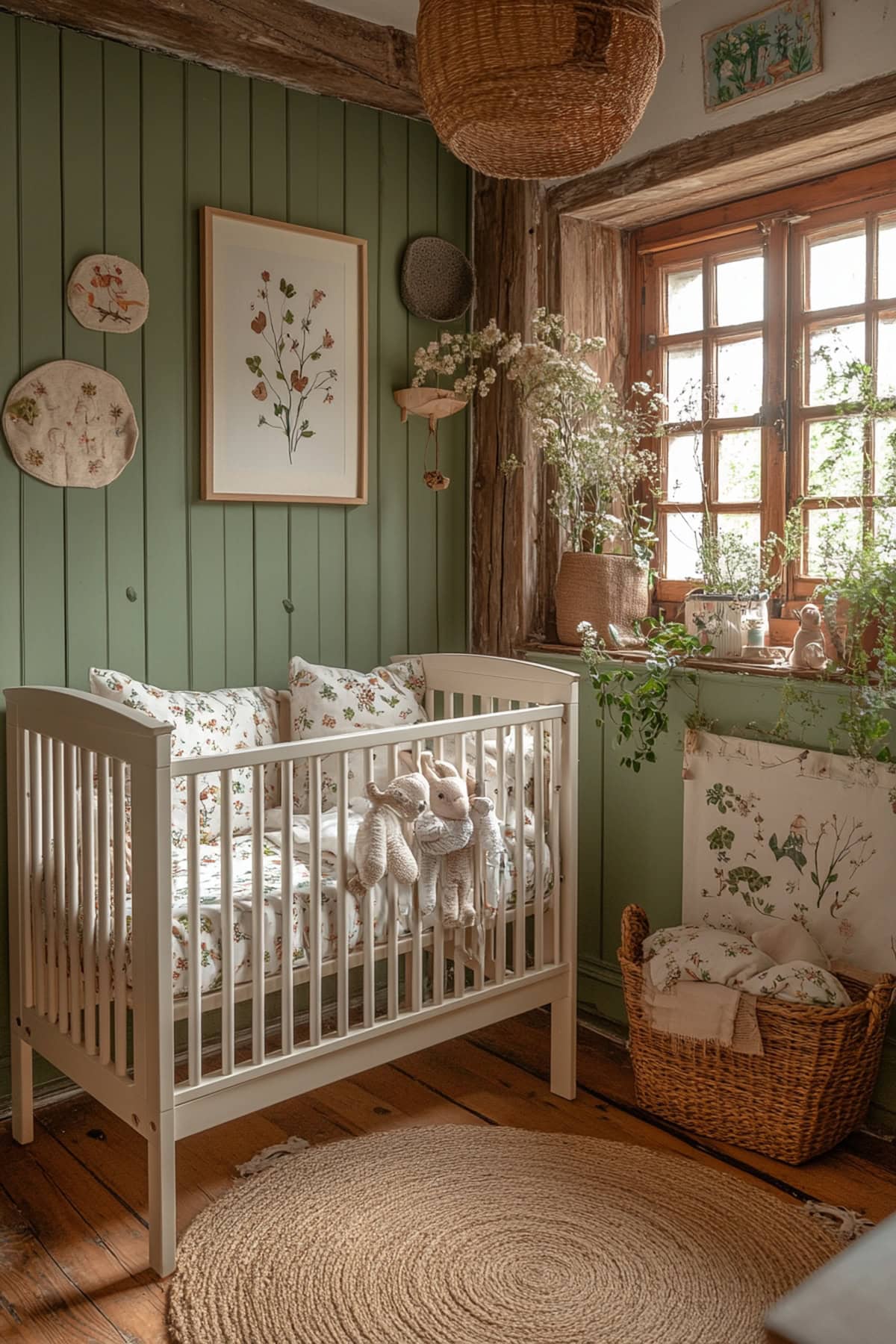 Boho Olive Green Apartment Nursery 02