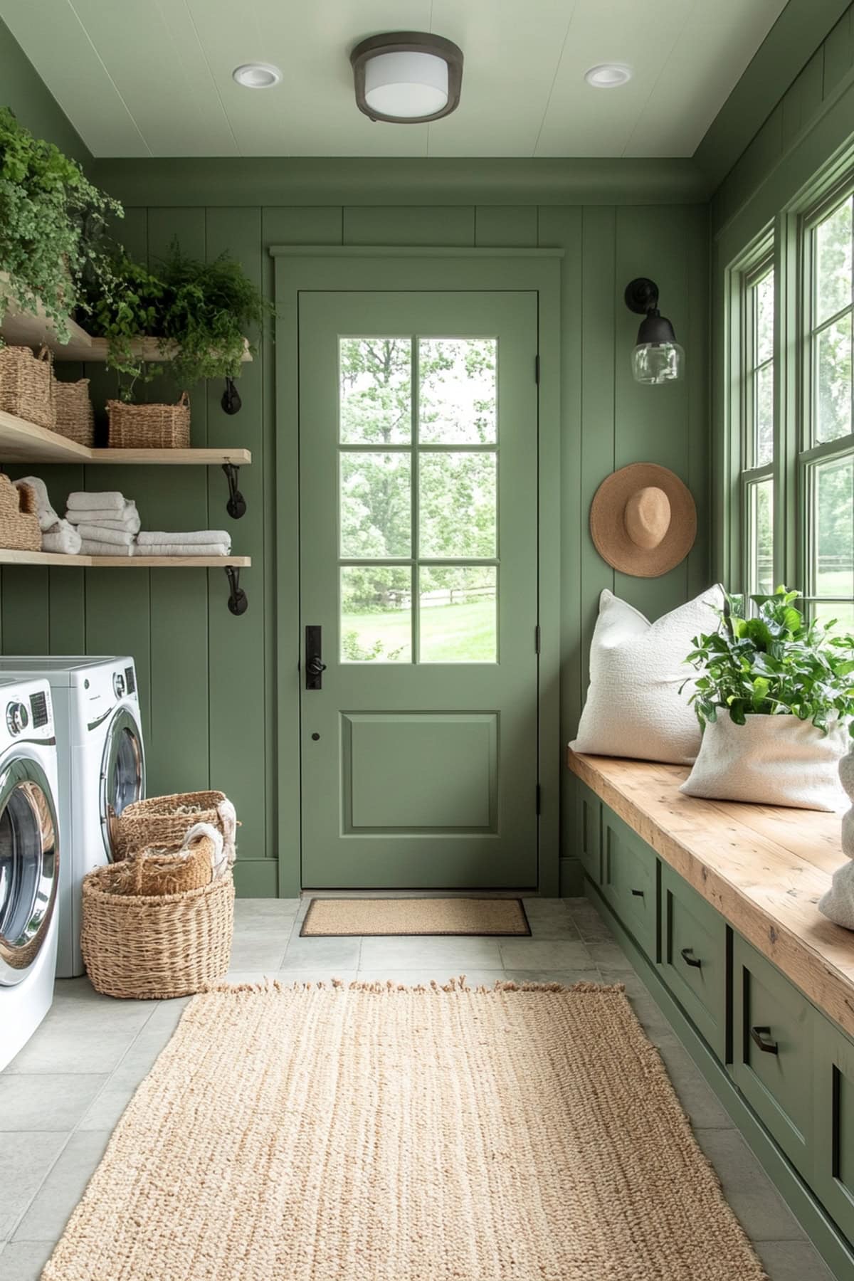 Botanical mudroom filled with plants and natural light.