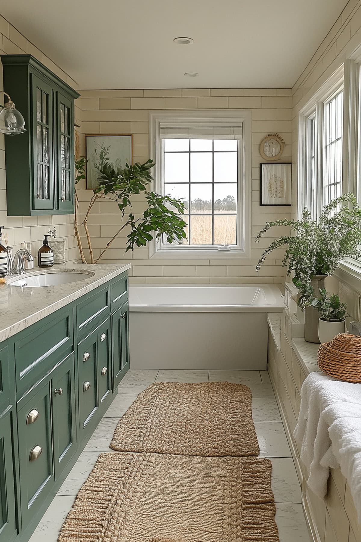 Coastal Forest Green Apartment Bathroom - 02