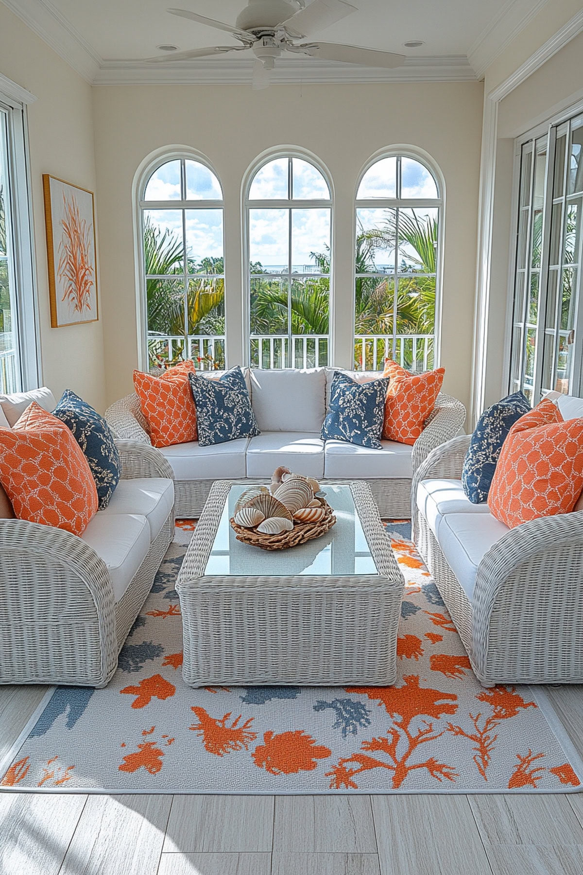 Coastal Ivory Apartment Sunroom - 02