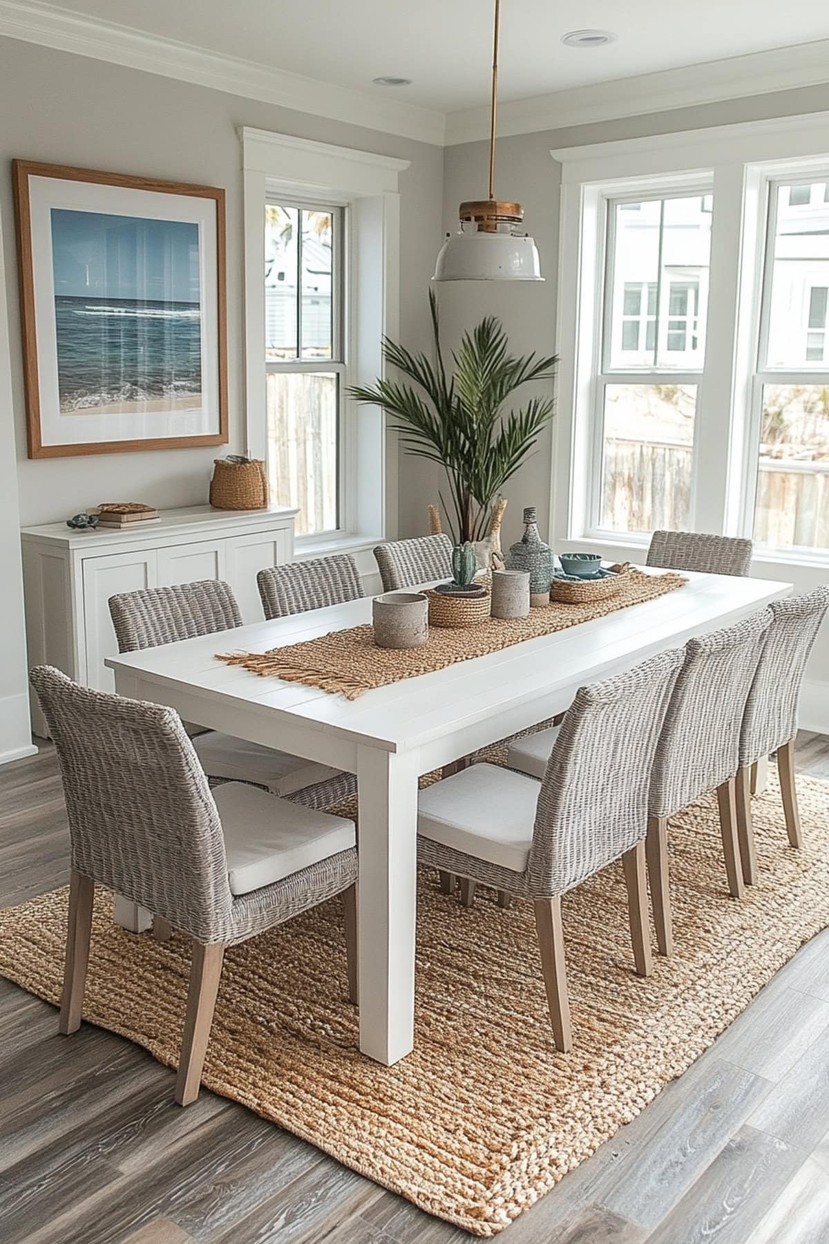 Coastal White and Grey Apartment Dining Room - 03