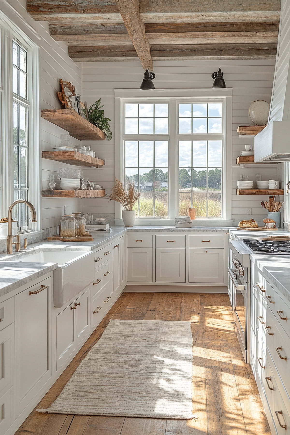 Coastal White and Grey Apartment Kitchen - 02