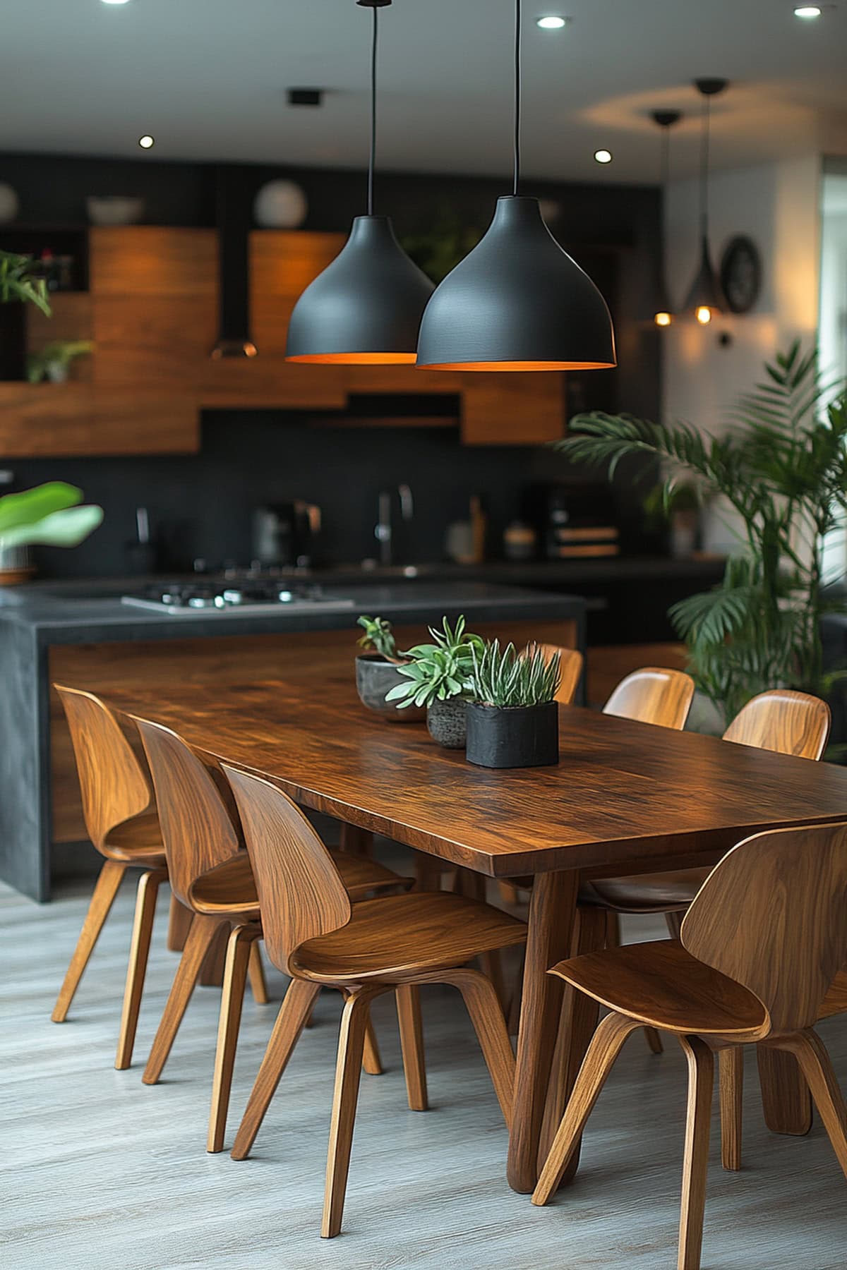 Contemporary Black Decor Dining Room - 01