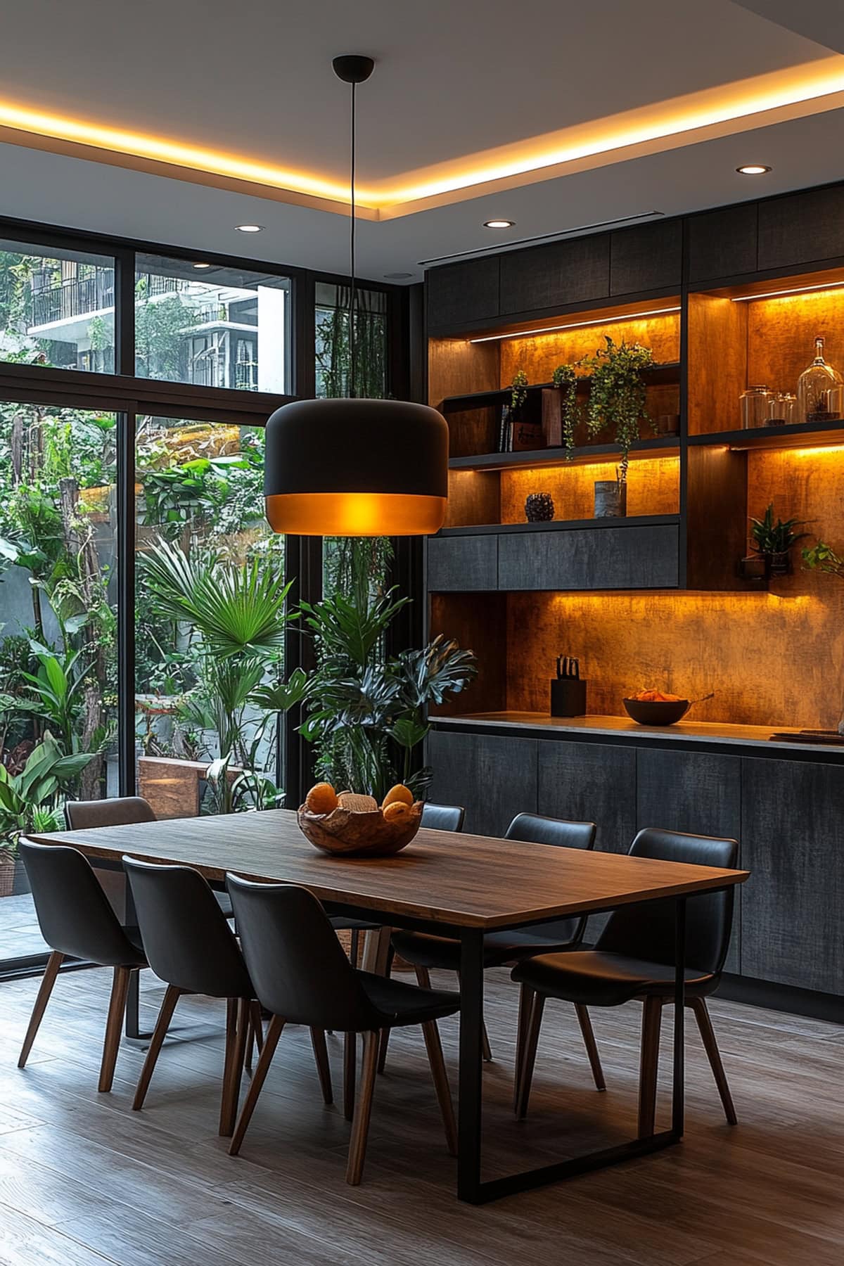 Contemporary Black Decor Dining Room - 02