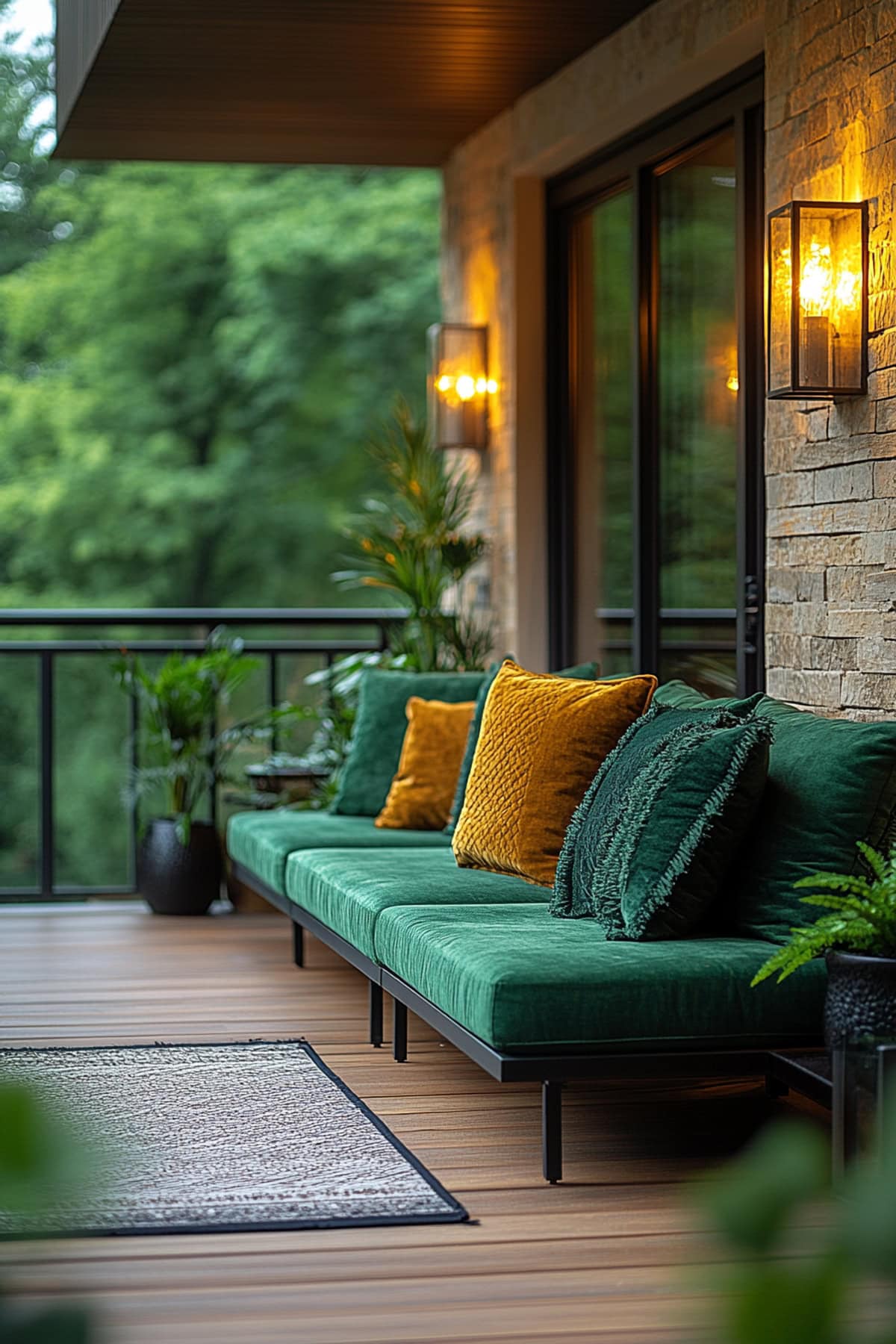 Contemporary Forest Green Apartment Balcony - 02