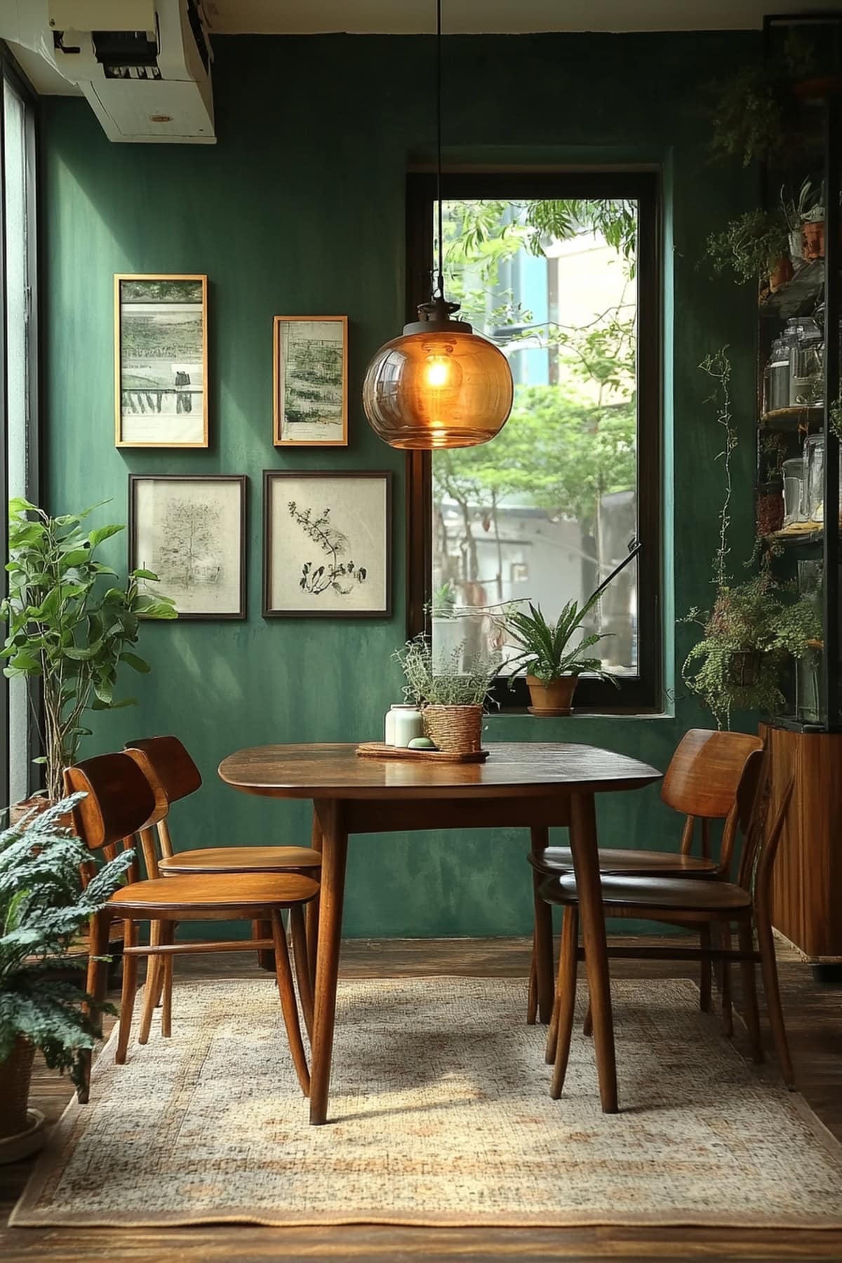 Contemporary Forest Green Apartment Dining Room - 01