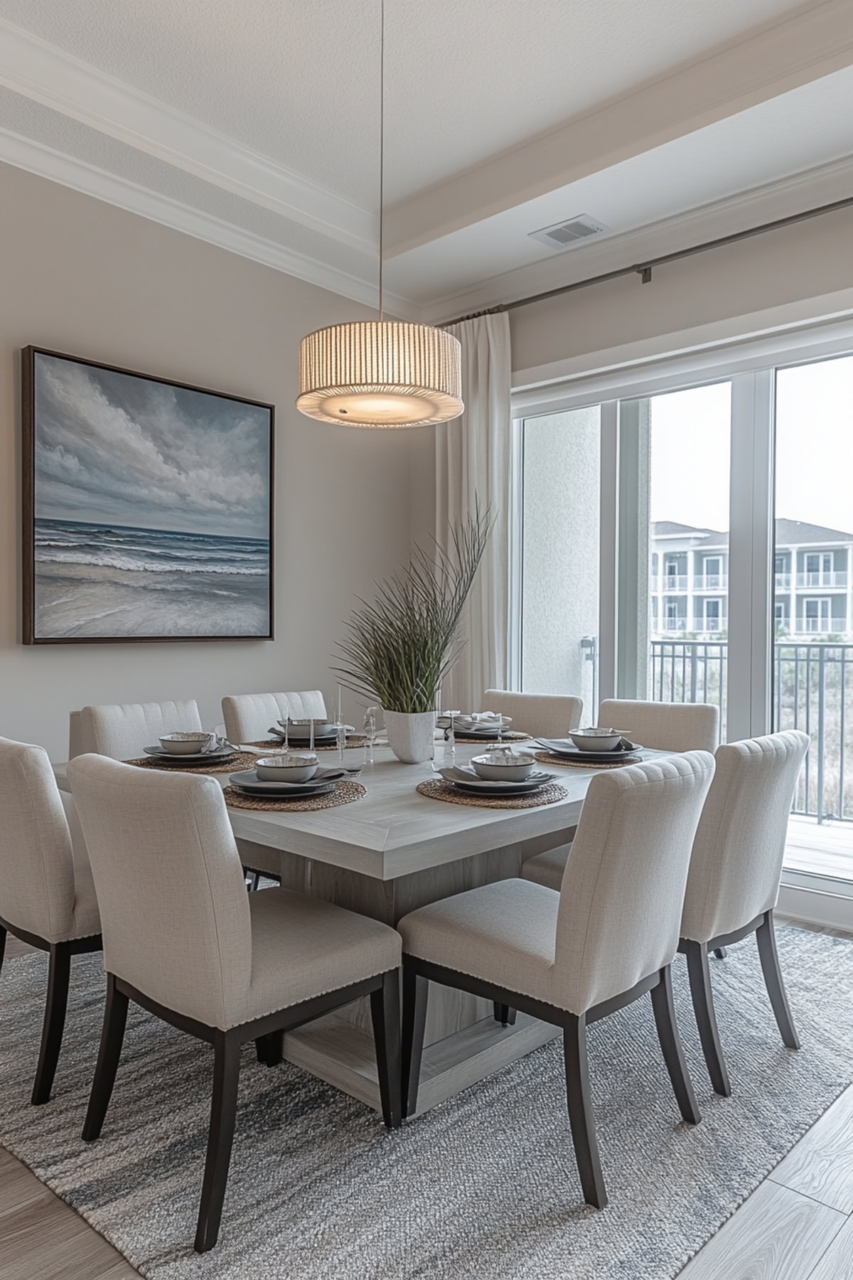 Contemporary Ivory Apartment Dining Room - 01