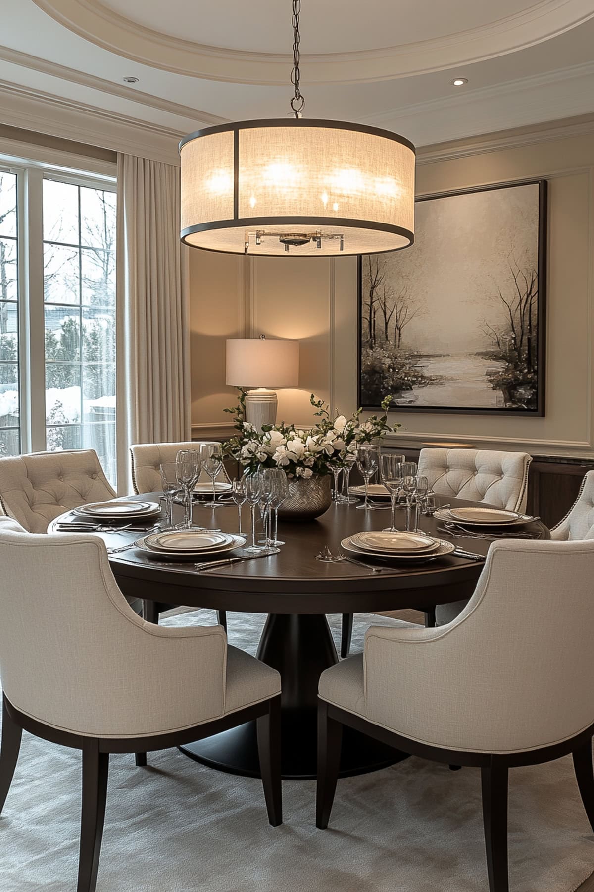 Contemporary Ivory Apartment Dining Room - 02