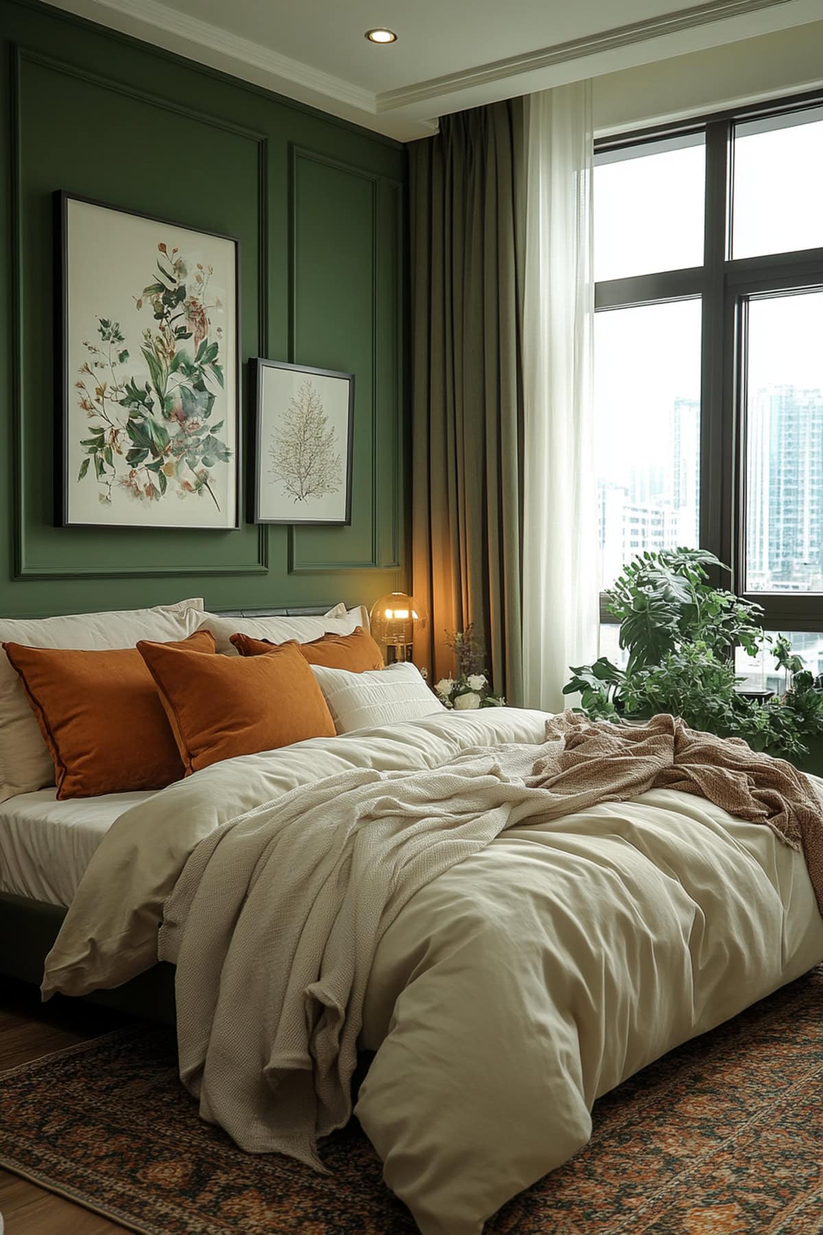 Contemporary Olive Green Apartment Bedroom 01