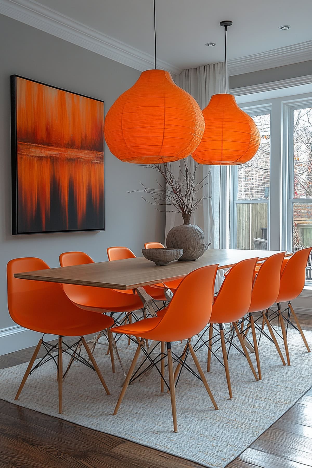 Contemporary Orange Dining Room - 02