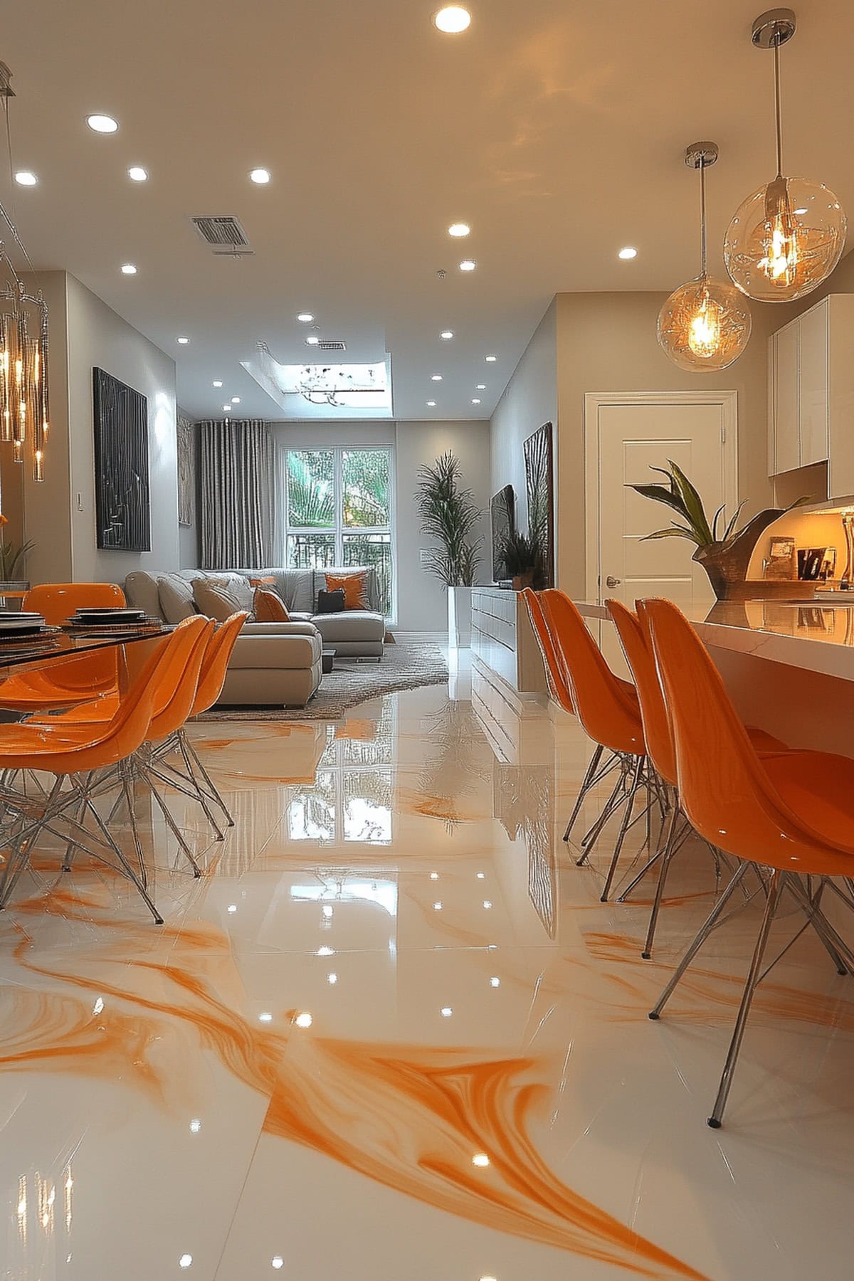 Contemporary Orange Dining Room - 02