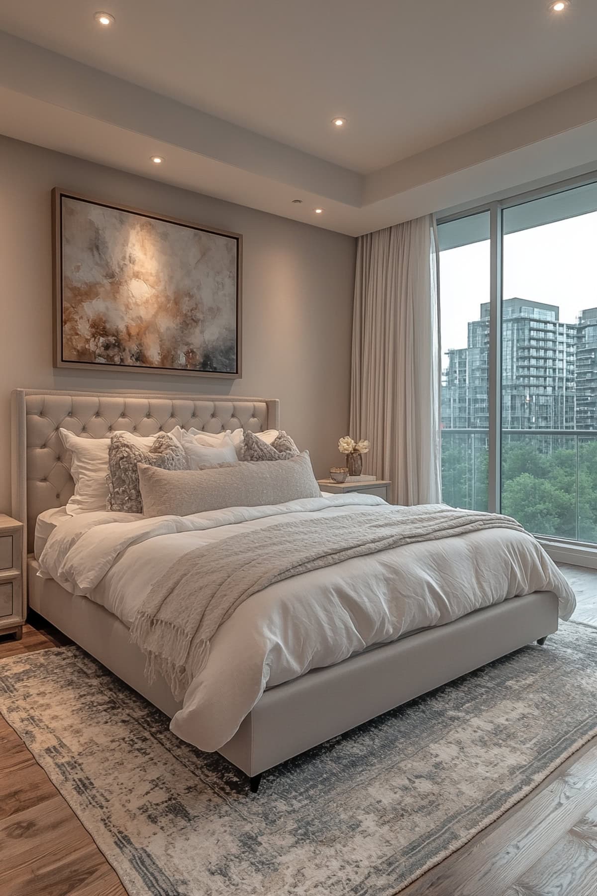 Contemporary White and Grey Apartment Bedroom - 02