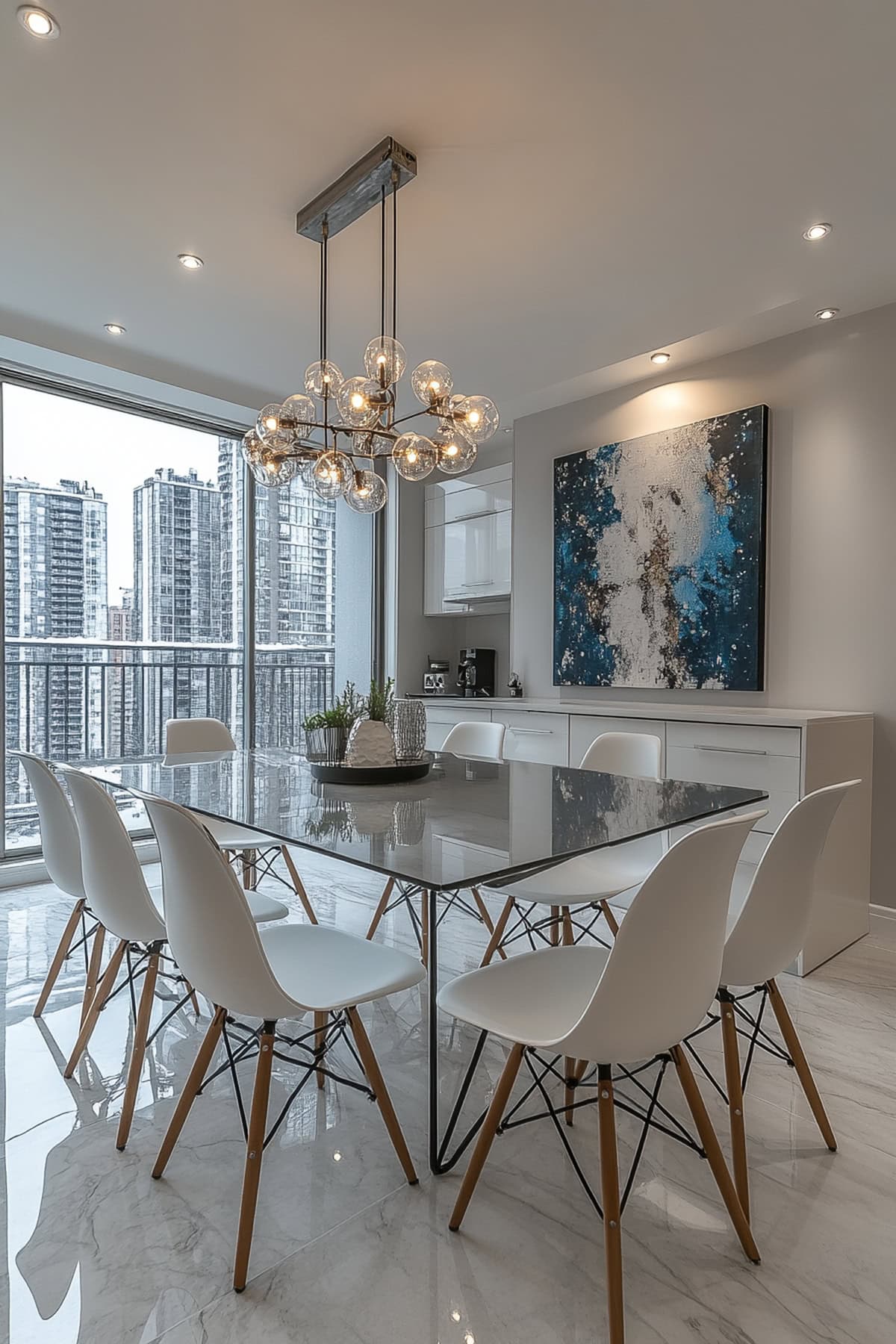 Contemporary White and Grey Apartment Dining Room - 02