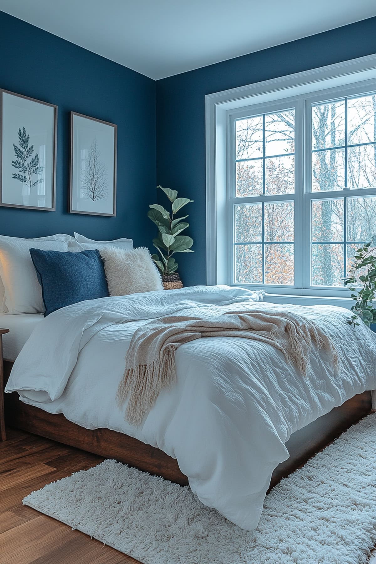 Dark Blue Modern Minimalist Guest Room 02