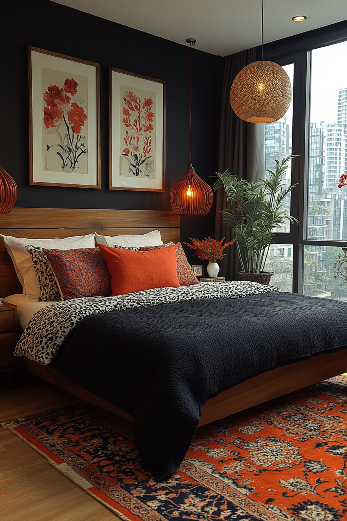 Eclectic Black Decor Bedroom - 02