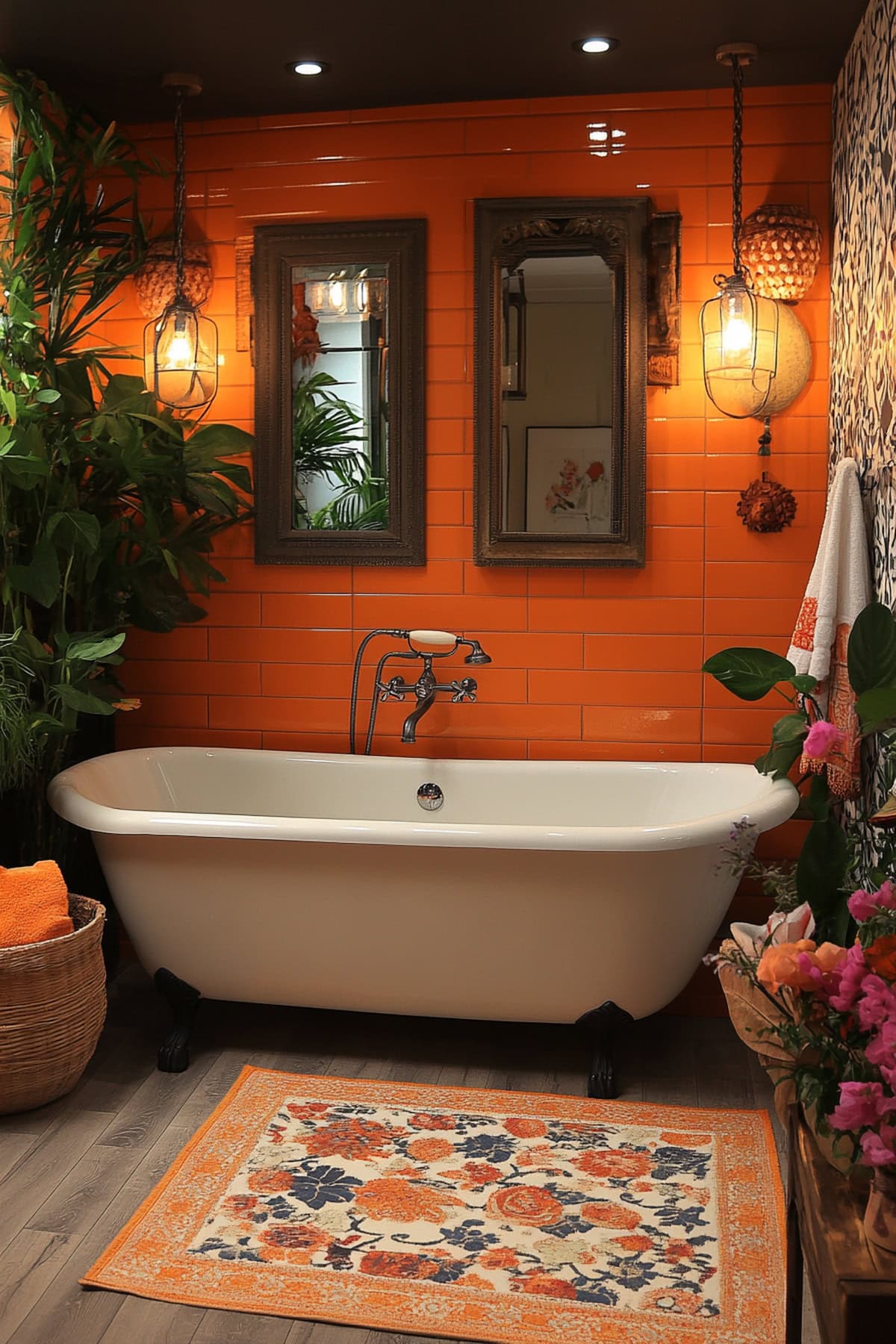 Eclectic Orange Bathroom - 01