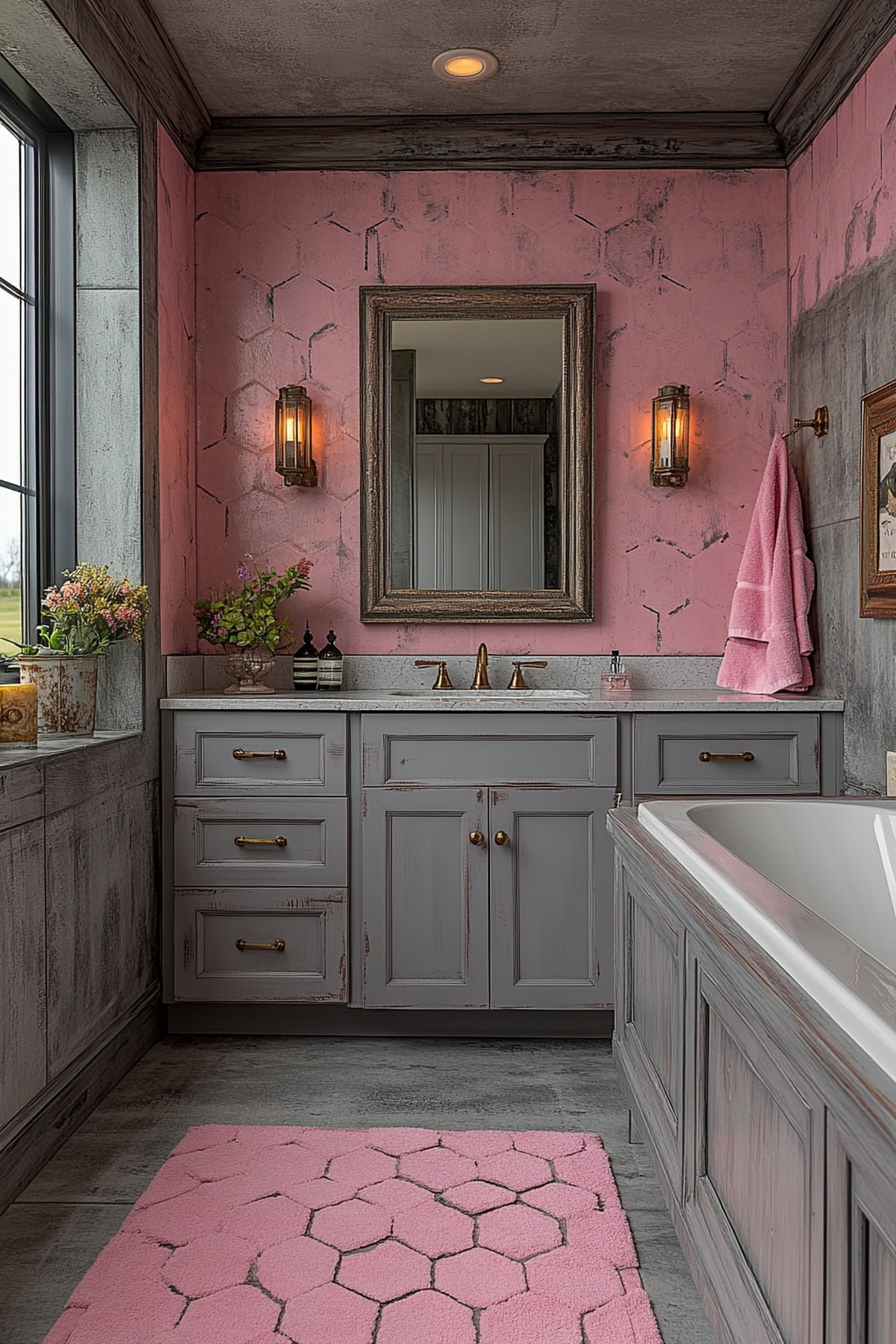 Eclectic Pink and Grey Bathroom - 02