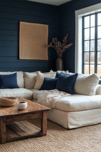 Farmhouse Dark Blue Living Room Charm 01