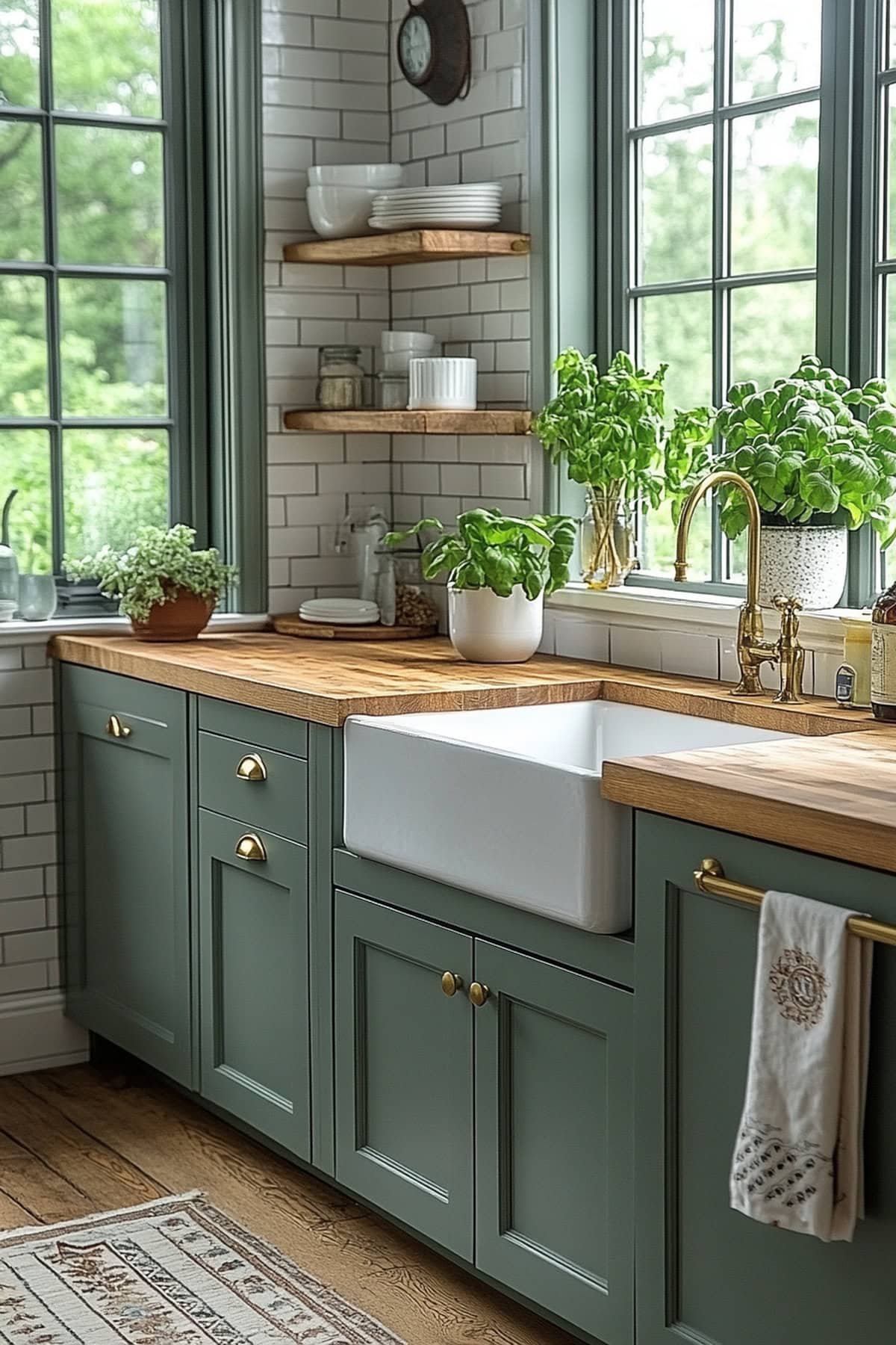 Farmhouse Olive Green Apartment Kitchen 02