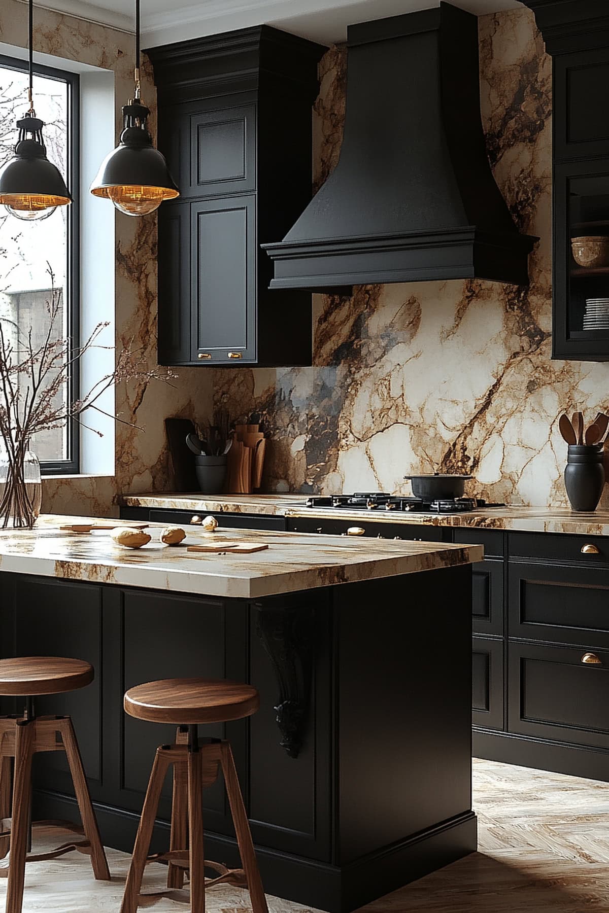 French Country Black Decor Kitchen - 01