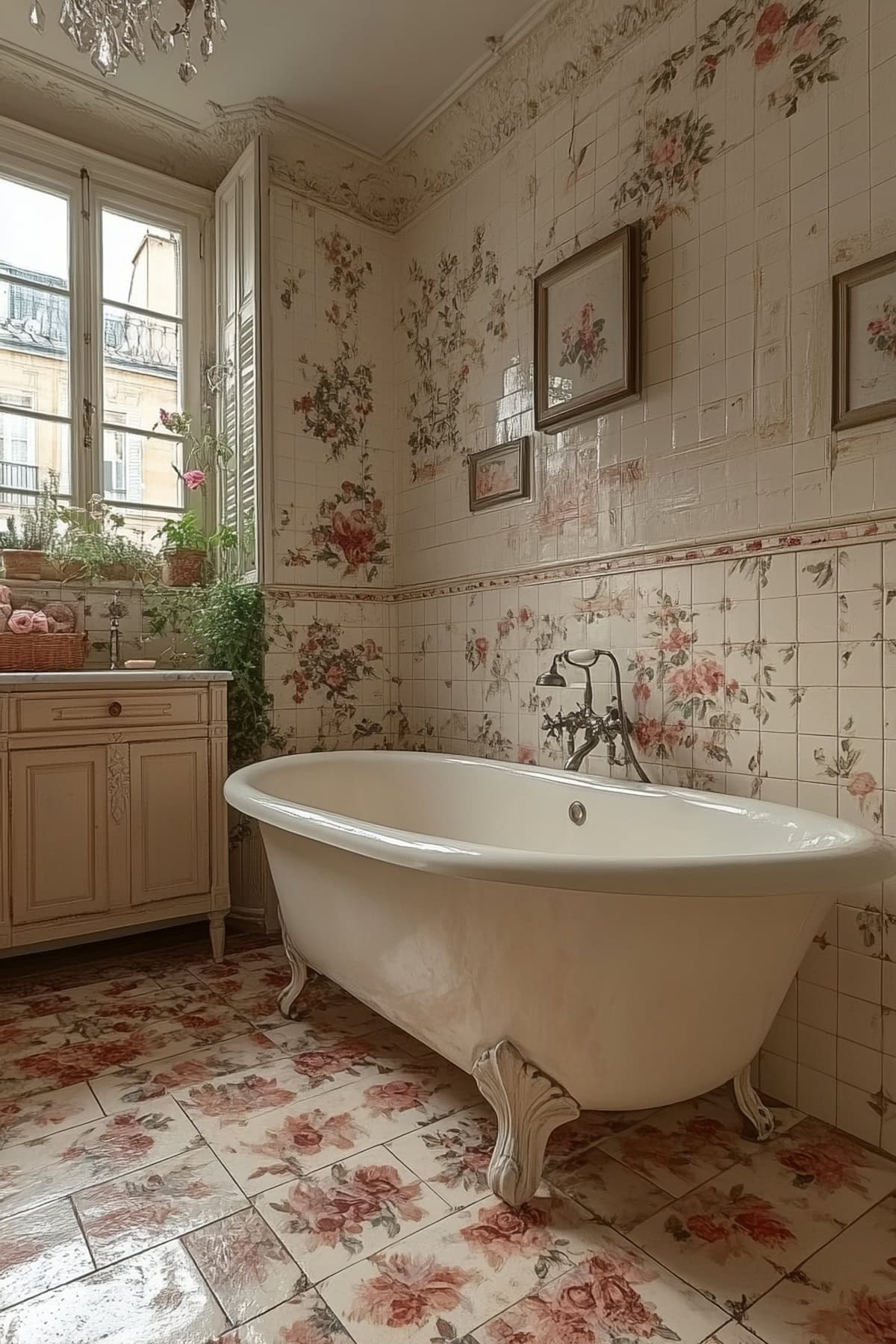 French Country Ivory Apartment Bathroom - 01