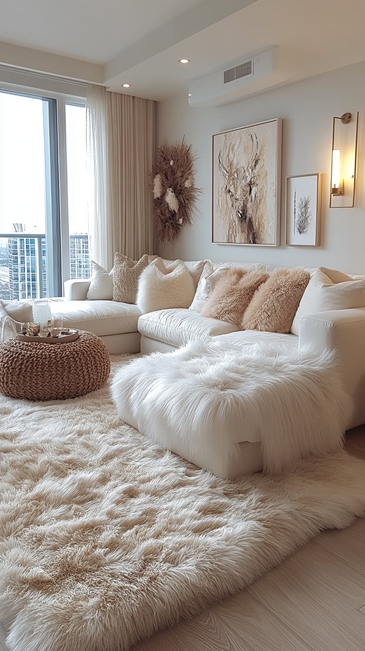 Hollywood Glam Ivory Apartment Living Room - 01