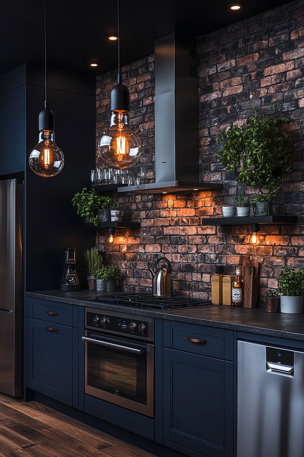 Industrial Dark Blue Kitchen 02