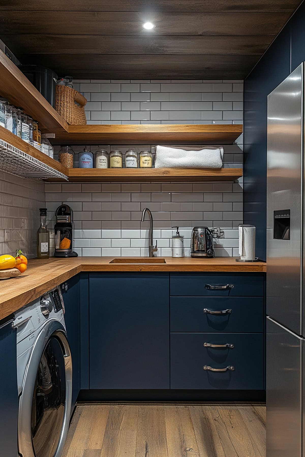 Industrial Dark Blue Laundry Room 01