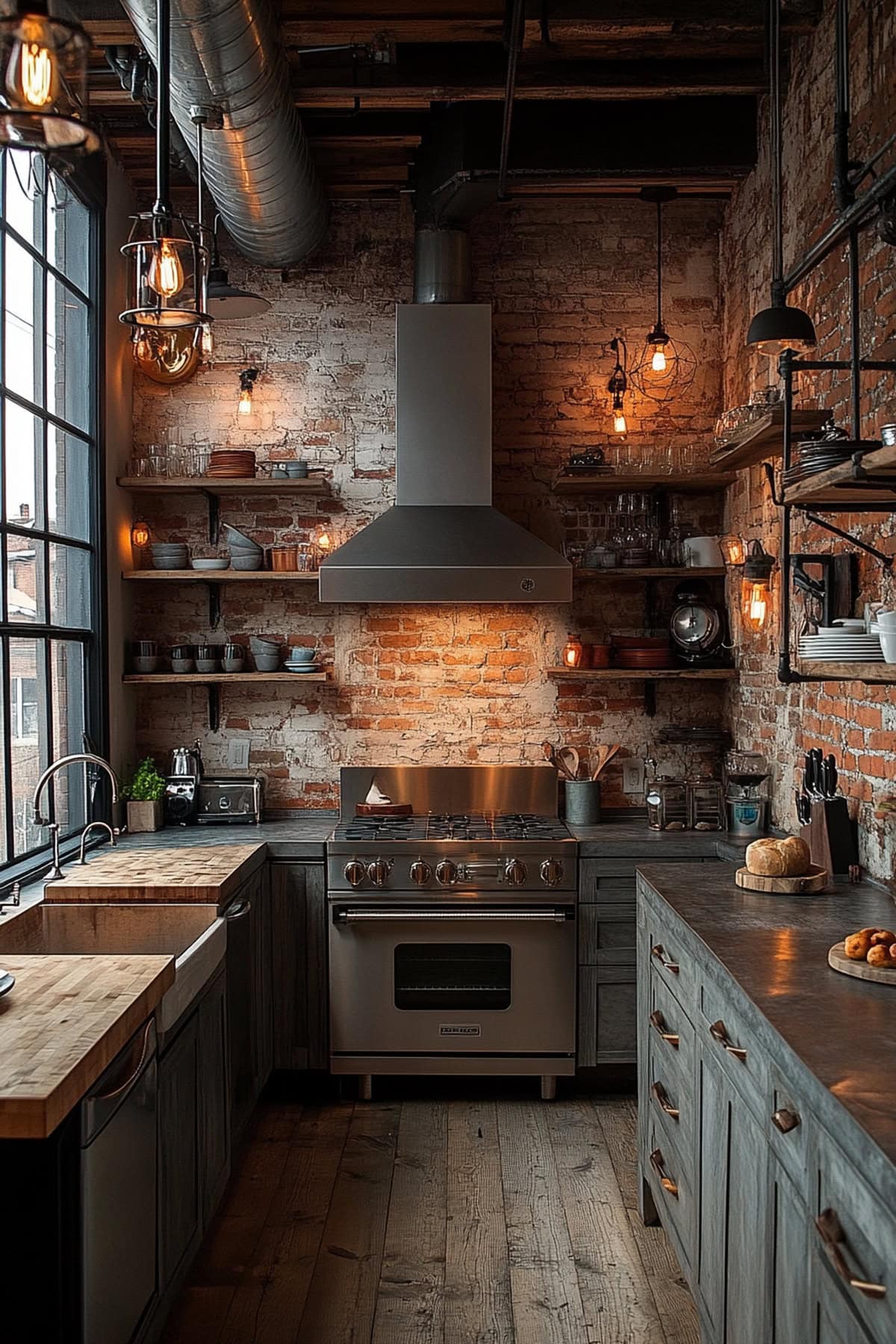 Industrial Ivory Apartment Kitchen - 02